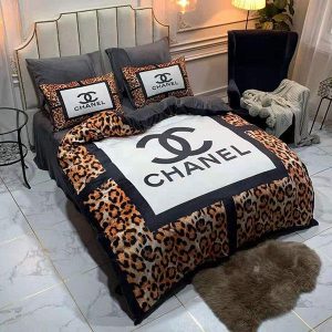 Chanel Logo Leopard Print Bedding Set