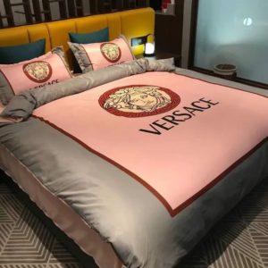 Pink And Grey Versace Bedding Set