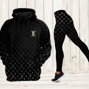 Louis Vuitton Black Hoodie Leggings Luxury Brand LV Clothing Clothes Outfit For Women HT