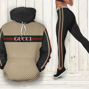 Gucci red green stripe all over print hoodie leggings set gucci gift