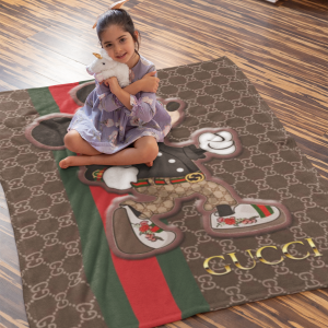 Gucci Mickey Vip Luxury Brand Logo Premium Blanket Fleece Home Decor