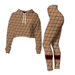 Gucci Brown Croptop Hoodie Leggings For Women M2212012