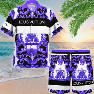 LV Purple Luxury Brand Fashion Hawaii Set For Men TH3200194