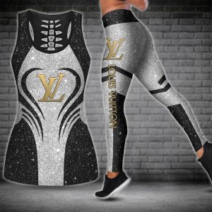 Louis vuitton black tank top leggings lv luxury clothing clothes outfit gym for women hot 2025-PM00274