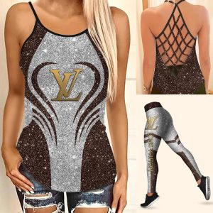 Louis vuitton brown tank top leggings lv luxury clothing clothes outfit gym for women 2025-PM00251
