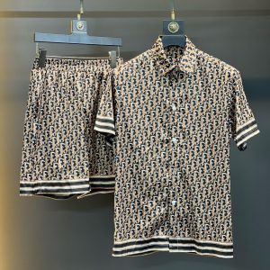 2025 Dior Combo Short Sleeve Button Shirt and Short for men - DN9080506