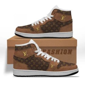 LV white brown high air jordan sneakers hot 2025 PEA1018