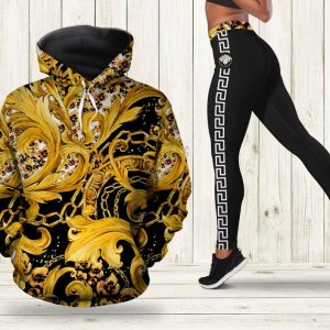 Gianni versace gold hoodie leggings luxury brand clothing clothes outfit for women hot 2025-PM00466