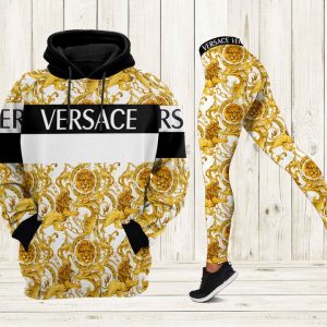 Gianni versace gold white hoodie leggings luxury brand clothing clothes outfit for women hot 2025-PM00461