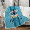 Gucci Bee Flowers Light Blue Pattern Blanket