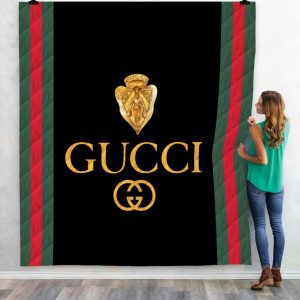Gucci Black Fashion Luxury Brand Premium Logo Blanket Fleece Home Decor LVT00177