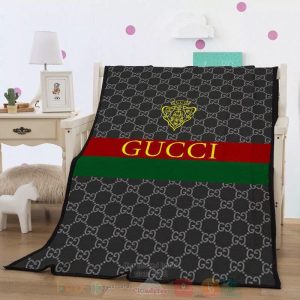 Gucci Brand Black Pattern Blanket