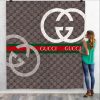 Gucci Grey Logo Fashion Luxury Brand Premium Blanket Fleece Home Decor LVT00195