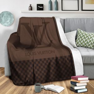 Louis Vuitton Logo Brown Fashion Luxury Brand Premium Blanket Fleece Home Decor LVT00249