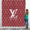 Louis Vuitton Red Fashion Luxury Brand Premium Blanket Fleece Home Decor LVT00190
