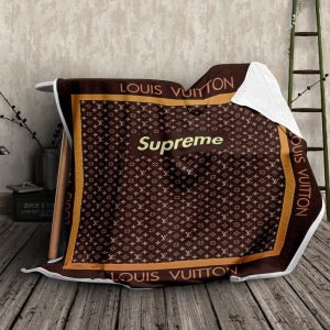 Louis Vuitton Supreme Brown Fashion Luxury Brand Premium Blanket Fleece Home Decor LVT00184