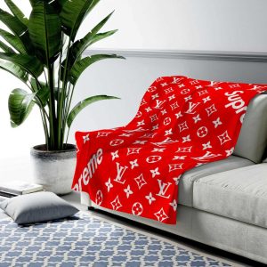 Louis Vuitton Supreme Red Fashion Luxury Brand Premium Blanket Fleece Home Decor LVT00204