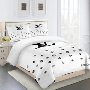 Louis Vuitton White Luxury Brand Limited Fashion Premium Bedding Set Home Decor LVT00090