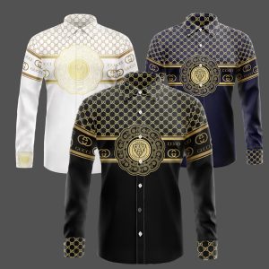 (Black&White&Navy) -Luyxury Gucci Long Sleeve Shirt CCY-Max05933