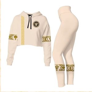 Versace Croptop Hoodie Leggings For Women Luxury Brand Clothing Clothes Outfit-Max08499