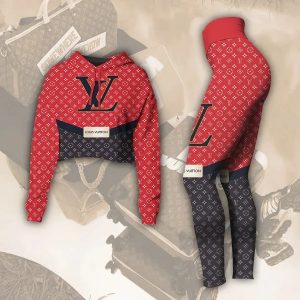 L.Vuitton Croptop Hoodie Leggings For Women Luxury Brand Clothing Clothes Outfit-Max08516