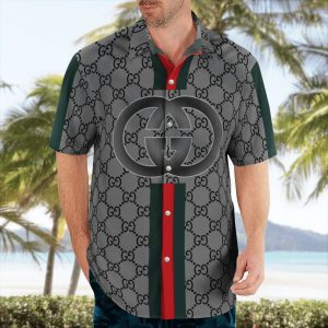 GC grey stripes luxury brand premium fashion hawaii shirt for men PEA31230