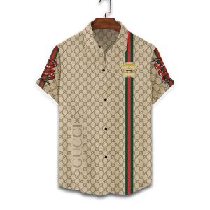 GC snake yellow logo cream luxury brand fashion hawaii shirt for men PEA31254