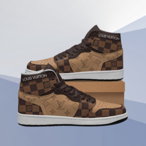 LV white brown high air jordan sneakers hot 2025 PEA36001
