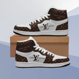 LV white brown high air jordan sneakers hot 2025 PEA36002