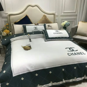 Chanel Basic White and Navy Bedding Set Queen
