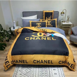 Chanel Black and Gold Bedding Set Queen