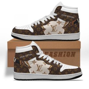 LV white brown high air jordan sneakers hot 2025 PEA1017